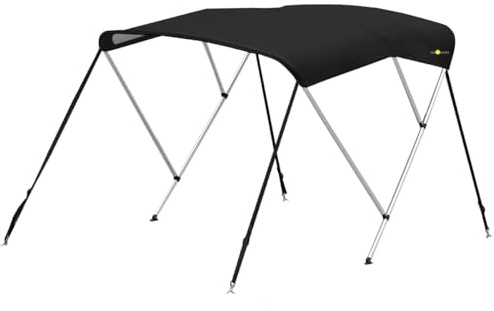 Oceansouth 3-Bogen Classic Bimini Top aus Aluminium – Schwarz, Montagebreite 1,9–2,1 m, 1,83 m Länge, UV-beständig, wasserabweisend, inkl. Komplett-Montagesatz
