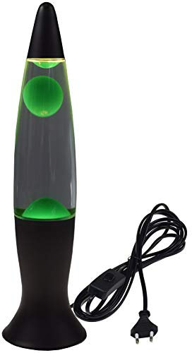 Lavalampe 40cm Dekoleuchte mit 1,5m Kabel mit Schalter 230V inkl. Leuchtmittel - Stimmungslicht Tischleuchte Grün Schwarz