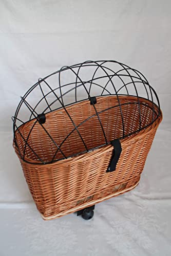 Marcus' Weidenhandel Buffy – Cestino per bicicletta per cani in vimini con griglia in metallo naturale XL o XXL cestino portabagagli (XXL senza cuscino)