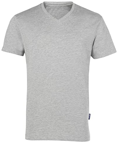 HRM T-Shirts Col en V Luxury pour Hommes, Gris Chiné, Taille M I T-Shirt Premium Homme Col en V 100% Coton Bio I T-Shirt Basique Lavable en Machine à 60°C I Vêtements Homme Haut de Gamme et Durables