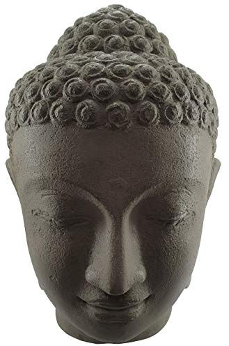 Ciffre Buddha Stein Kopf ca. 50cm Steinfigur Skulptur Feng Shui Garten Deko Wetterfest Lawa Stein aus Bali