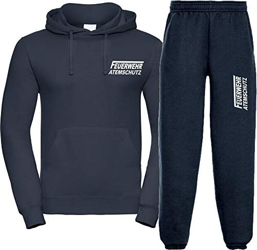 Kapuzen-Jogginganzug Navy, Feuerwehr ATEMSCHUTZ langes F weiß XL