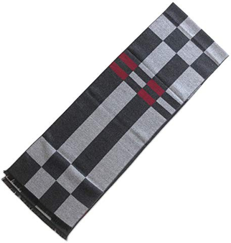 LumiSyne Premium Wollschal Für Herren Winter Geschäftsstil Klassischer Karierter Streifen Muster Weicher Kaschmir Langer Schal Mit Quaste