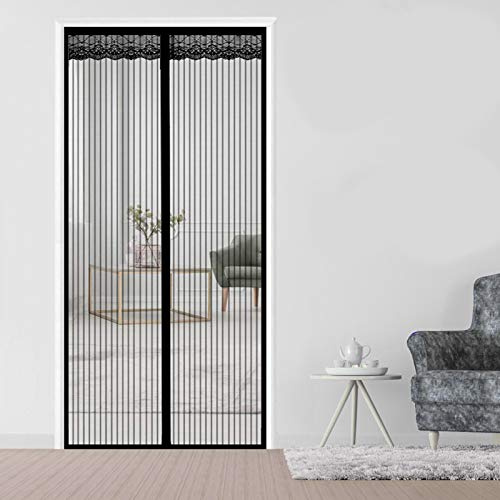 AMZERO Moustiquaire sur Mesure de Porte, 90x220cm Moustiquaire Baie VitréE Anti Insecte Mouche Moustique Installation Facile pour Couloirs Portes Patio, Noir