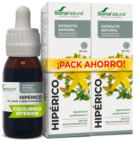 Soria Natural Hipérico Extracto - Favorece la Salud Emocional, Ayuda a Reducir el Estrés y la Ansiedad, Mejora el Descanso - Combinable con melatonina o valeriana - PACK 2 x 50ml