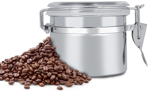 Cyrank Contenitore per caffè, contenitore per chicchi di caffè Barattolo con coperchio ermetico trasparente e morsetto di bloccaggio, 500/700/1050/1350 ml(#1)