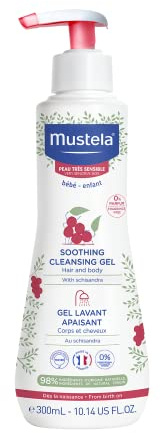 Mustela BIO Perseose Perseose Body & Hair Cleaner Gel (300 ml) - Parfymfri - Lugnande schampodusch för känslig hud för barn och familj - 98% naturliga ingredienser