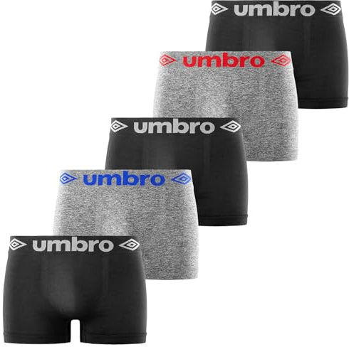 Umbro Sömlösa boxershorts för män, anti-irritation och andningsbara boxershorts (5 st), svart, L/XL