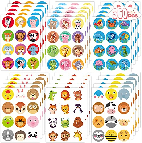 RMMD Cute Animal Circle Stickers - 30 Sheets for Cards, Envelopes, Boxes & Scrapbook - Teacher Reward & Party Favours