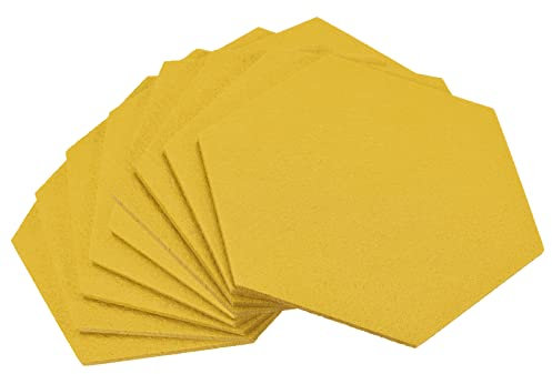 sourcing map Dessous de Verre Feutre sous-Verres, 9pcs Hexagonal Absorbant Tampon pour Tasse Vase Bol, Jaune