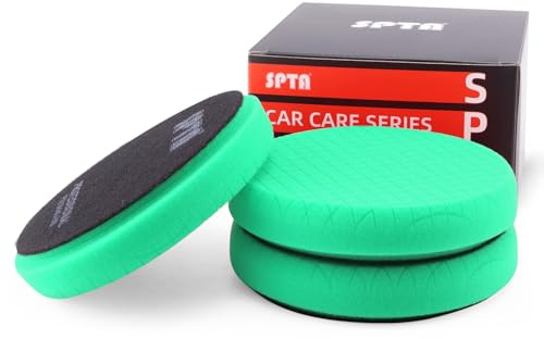 Grünes schweres Schnittpad, 3 Stück 5-Zoll-Polierpads für 125-mm-Trägerplatte Compound-Polierschwamm für Auto-Puffer-Polierer Compoundieren, Polieren und Wachsen