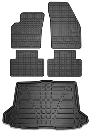 OMAC Fußmatten & Kofferraumwanne Set kompatibel mit Volvo C30 2006-2013 Gummi TPE Schwarz 5X