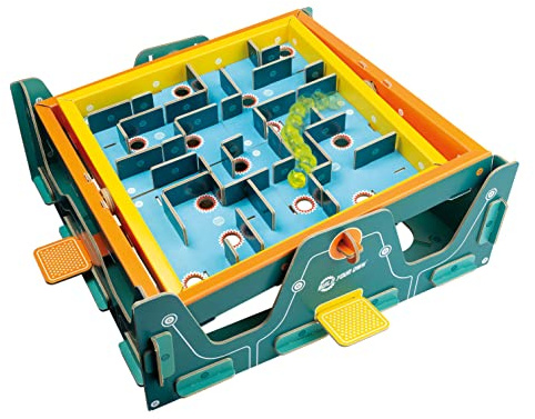 Build Your Own Moving Marble Labyrinth I Classic Retro Toy I 148 Pieces inc. 5 Glass Marbles I Fun Gift for Kids, Girls & Boys & Families Age 8+ | Eco Friendly Cardboard Slot Together Kit