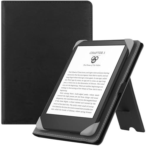 HGWALP Universal Hülle für Alle 6 Zoll eReaders, Folio Ständer Hülle mit Handschlaufe Kompatibel mit 6 Zoll Kindle Paperwhite/Kobo/Tolino/Pocketook/Sony E-Book Reader-Black