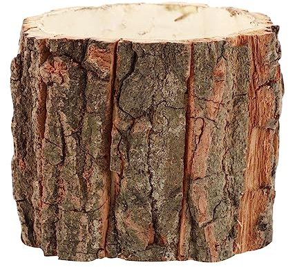 Cabilock Holz Rustikaler Blumentopf Baumstamm Holzoptik Kleiner Übertopf Holzstamm Kerzenhalter Mini Pflanztopf Kaktus Sukkulenten Topf Schale Pflanzgefäß Balkon Garten Deko