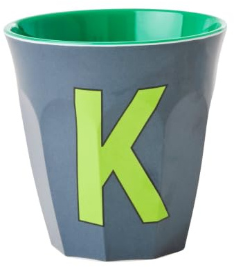 Rice Vaso de melamina gris oscuro con letra K