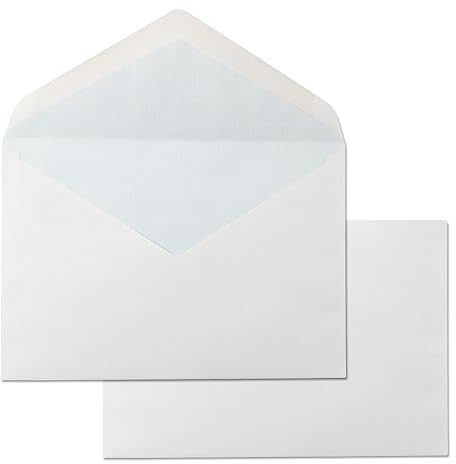 Sobres de Papel, Sobre Papel color Blanco, Sobre Comercial Normalizado 120 x 176 mm, con Cierre Engomado para Invitaciones, Envíos o Almacenaje . m-office (50 uds, 120x176mm) (MOF0153)