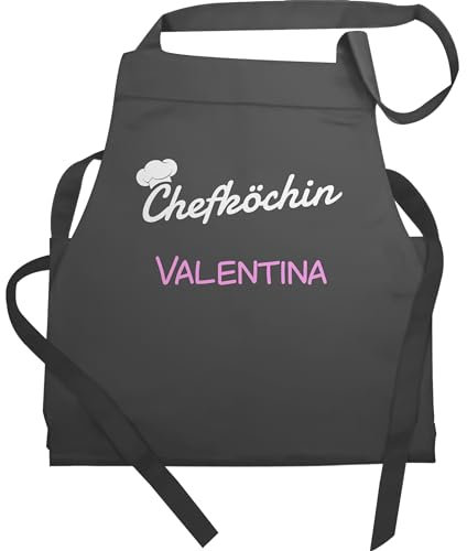 Schürze - Kochschürze Damen Frauen - Chefköchin mit Name I Geschenk Küchenchefin I Küchenmeisterin I Geschenk Kochen - 60x87 - Anthrazit - küchenschürze koch mütze kochschürzen