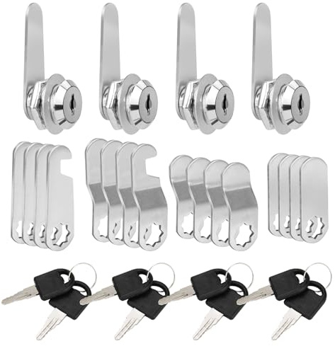 Domiella Schrankschlösser mit Schlüssel, 1,6 cm (5/8 Zoll), gleichschließend, passt auf 12 mm maximale Türstärke, sicheres Zylinderschlösser-Set Ersatz für Akten-, Briefkasten-, Werkzeugkasten,