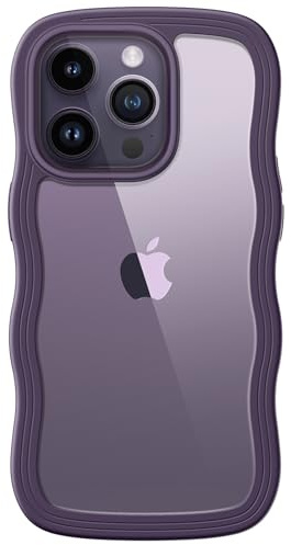JETech Wavy Case for iPhone 14 Pro Max, Deep Purple | Cute Wavy Design, Shockproof Protection, Hard Clear PC Back, Comfortable Grip