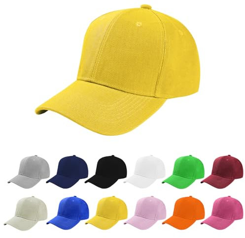 Aomig Basecap Unisex, Freizeit Baseball Cap Herren und Damen, Einstellbare Kappe mit Schirm, Sonnenschutz Baseballkappe für Outdoor Running Tennis Golf Reisen(Gelb)