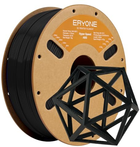 ERYONE High Speed ABS Filament 1.75mm +/- 0.03mm, 3D Drucker Filament, 30-600mm/s Rapid ABS Filament, 1kg/Spool, Black