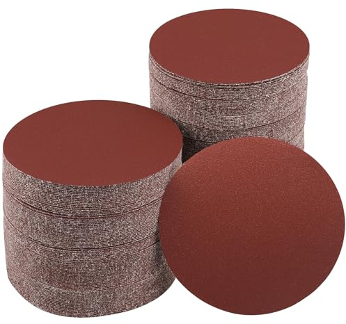 Sruhrak 100 Piezas Discos Lija 125mm Redondos Grano 180 Lijadora Orbital | Papel de Lija Redonda 125mm Sin Agujeros para Lijadora Orbital Excéntrica, Disco Abrasivo Velcro