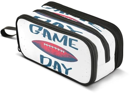 Mnsruu American Football Game Day Federmäppchen, großes Fassungsvermögen, 3 Fächer, Beutelhalter, Schulbedarf, Jungen und Mädchen, mehrfarbig, Einheitsgröße, Taschen-Organizer