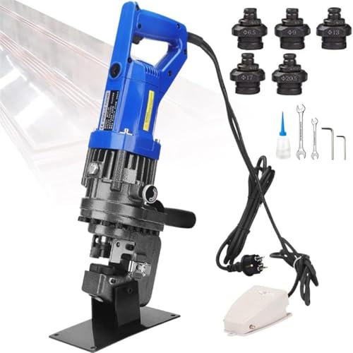 GAYAYAS Perforadora hidráulica eléctrica, Perforadora de Metal de 1200 W, Perforadora de Metal con 5 Troqueles Perforadora de Agujeros de 2-3 s Equipada para Placa de Aluminio y Cobre Channelsteel