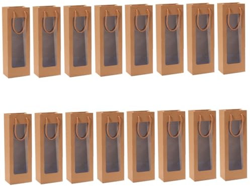 PRETYZOOM 16 Stk Wein Geschenktüte Weingeschenktüten mit Sichtfenster Tragetasche für Wein weintüten weinbeutel Tasche für Weinflaschen Geschenktüten für Weinflaschen Wein-Geschenktüten