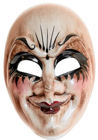W WIDMANN MILANO Party Fashion - Maske Puppengesicht, Horror, Clown, Kunststoff, Porzellanpuppe, gruseliges Halloween Kostüm