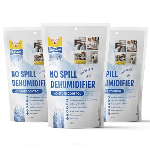 3 x Zero In No Spill Dehumidifier Fragrance Free - 300g, Moisture Absorber for Damp & Humidity Control in Homes, Caravans, and Offices