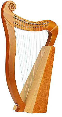 OWOHYG Lyra-Harfe aus Holz, Mahagoni, 19 Nylonsaiten, mit Tragetasche, Stimmschlüssel und Tutorials für Musikliebhaber, Anfänger, Kinder und Erwachsene, Musikinstrument