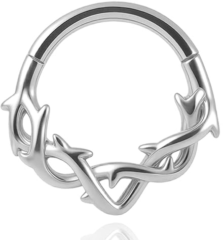 Vankula Septum Clicker Hinged Segmentring 316L Edelstahl 8mm 10mm 16g Nasenpiercing Ring Dornen Cartilage Rook Daith Tragu Piercing Schmuck für Frauen und Männer Schwarz Gold Silber