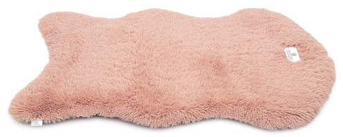 pfoten&nasen® Orthopädischer Hundeteppich in Fellform – Luxus Kunstfell Hundematte waschbar & gelenkschonend mit Memory-Schaum, Flauschiges Hundebett, Hundekissen & Hundematratze [Rosa, 128x80cm]