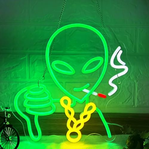 TwinkliAura Retro Alien Neon Sign for Wall - Dimmable RGB LED Art with USB Power, 12.7x13 Inch Man Cave Lighting, Gaming Room Decor, Alien Themed Party & Gifts for Men
