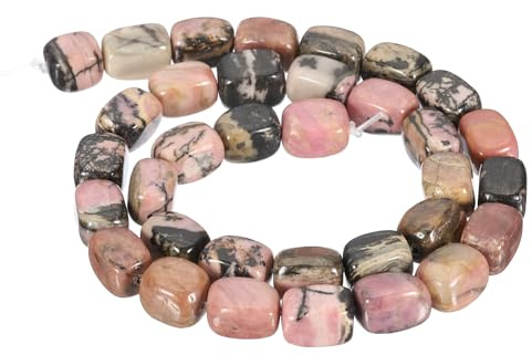 PATIKIL Pärlor av natursten, 38 cm, 12 x 8 mm, kubformade lösa halvdistanspärlor, kristallagat, pärla för armband, halsband, smyckestillverkning, röd svart