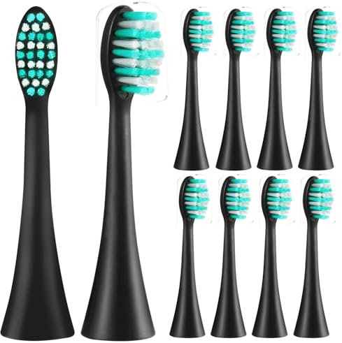 10 Stück Bürstenköpfe Passend für happybrush Eco VIBE 3 Aufsteckbürsten Ersatzbürsten, Ersatzbürstenkopf Passend für happybrush Eco VIBE 3 Zahnbürste - Schwarz
