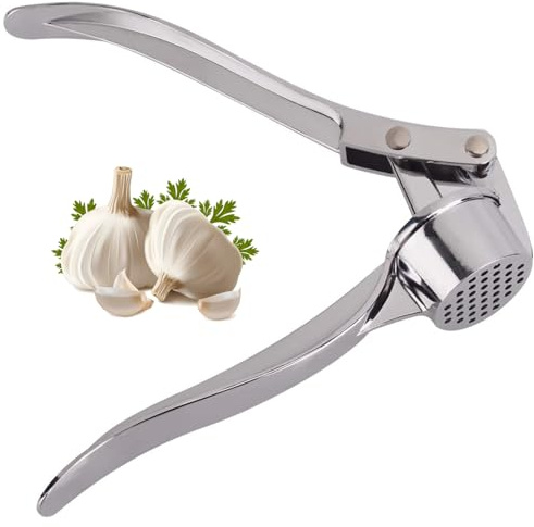 Effortless Crushing Power Crush Multiple Cloves at Once with Our Heavy-Duty Garlic Press—no Peeling Needed! The Extra-Large Chamber Handles Whole Cloves (Skin-on) to Keep Hands Clean and Save time. P