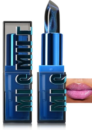 Magischer Farbwechsel Lippenstift, Glänzend Cat Eye Color Change Lipstick, Long Lasting Moisturizing, Temperatur Vegan Lip Tint Blam mit Feine Glitzerpartikel für Frauen, Wasserfest & Not-Stick Cup-02