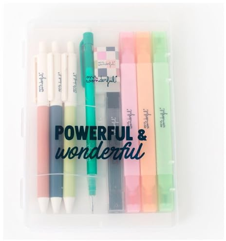 Mr. Wonderful Skrivset – Powerful & Wonderful – pennor, överstrykningspennor, blyertspennor, gummi
