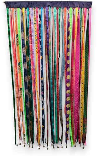 Mango Gifts Handmade Boho Door Curtain 45x80 Inch – Colorful Recycled Sari Patchwork Panel, Hippie Room Divider, Bohemian Doorway Hanging Decor