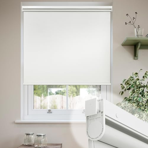 ZAOPAI No Drill Blackout Roller Blinds for Indoor Windows Custom Cordless Roller Shades Themal Insulated Waterproof Window Blind Easy Fit Pull Down Shades(White, Custom Size)
