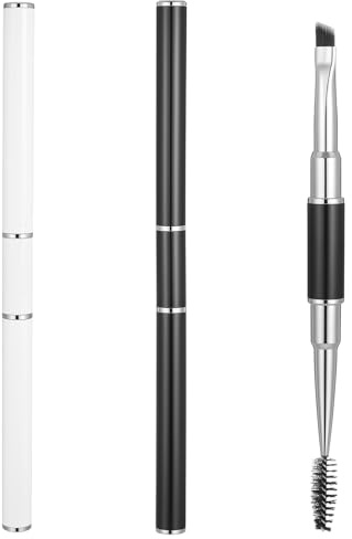 2PCS Dual Ended Eyebrow Brush, Angled Brow Brushes Professional Spoolie Brush for Shaping Filling Brows Lashes Eyeliner Portable Makeup Applicator
