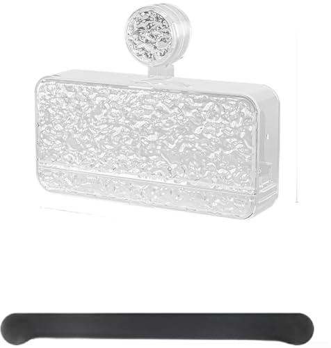 Jabonera montada en la pared con tapa para baño, soporte de jabón con ventosa, instalación sin taladro, almacenamiento de 2 niveles con bandeja de drenaje, ABS transparente (grande)