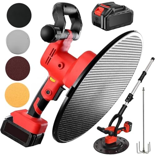 Lucidatrice per calcestruzzo, Cazzuola elettrica per intonaco da 1680 W con asta di miscelazione, 40-300 giri/min, strumento di levigatura e lucidatura delle pareti, batteria 22500mAh