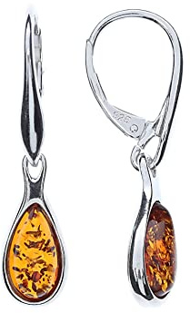 Bernstein Ohrringe von Artisana-Schmuck, Damen Ohrhänger mit Bernstein, gefasst in 925 Sterlingsilber rhodiniert