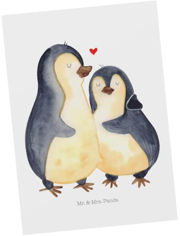 Mr. & Mrs. Panda einzelkarte Pinguin umarmen - Geschenk, Grußkarte, Postkarte, Kunstkarten, Umarmung Verliebt, Hochzeit, Liebe, bildkarte, Hochzeitsgeschenk, Ansichtskarten, Postkarten, Verknallt