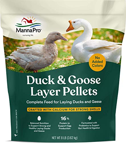 Manna Pro Duck & Goose Layer Pellets, High Protein for Increased Egg Production, Formulated with Probiotics to Supports Gut Health & Digestion, 8 lbs