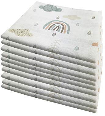 10x Spucktücher Mullwindeln Baby Baumwolle 80x70 cm | ÖKO-TEX (Wolken (10 grün))
